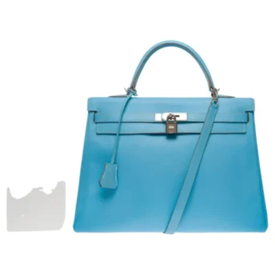 Hermès Limited Edition Candy Edition Kelly 35 Blue Epsom Silver Hardware