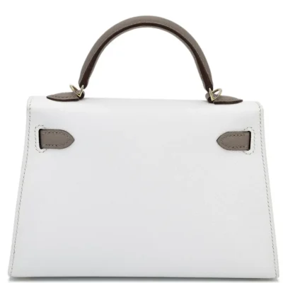 Hermès HSS Mini Kelly II Gris Asphalte and White Epsom Permabrass Hardware