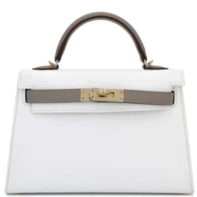 Hermès HSS Mini Kelly II Gris Asphalte and White Epsom Permabrass Hardware