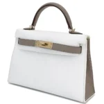 Hermès HSS Mini Kelly II Gris Asphalte and White Epsom Permabrass Hardware