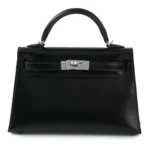 Hermès Mini Kelly II Black Box Calfskin Palladium Hardware