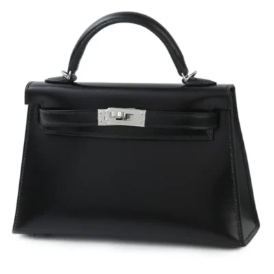 Hermès Mini Kelly II Black Box Calfskin Palladium Hardware