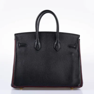 Hermès HSS Birkin 25 Black and Rouge H Chevre Gold Hardware