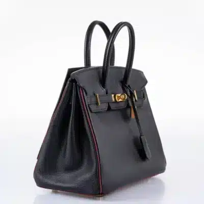 Hermès HSS Birkin 25 Black and Rouge H Chevre Gold Hardware