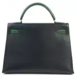 Hermès Vintage 1991 Kelly 32 Green/Black/Blue Courchevel Gold Hardware