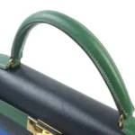 Hermès Vintage 1991 Kelly 32 Green/Black/Blue Courchevel Gold Hardware