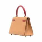 Hermès Vintage 1994 Mini Kelly 20 Beige and Wine Red Courchevel Gold Hardware