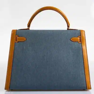 Hermès 1997 Kelly 32 Sellier Denim & Vache Naturelle Gold Hardware