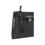 Hermès Vintage 1999 Kelly 25 Sellier Black and Silver Box Calf Silver Hardware