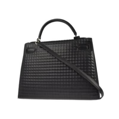 Hermès 2003 Kelly 32 Sellier Black Calf Silver Hardware