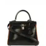 Hermès 2006 Kelly 25 Black and Orange Togo Palladium Hardware Affordable designer bag dupes