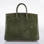 Hermès 2008 Birkin 25 Vert Olive Salvator Lizard Palladium Hardware