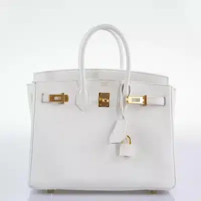 Hermès 2008 Birkin 25 White Epsom Gold Hardware