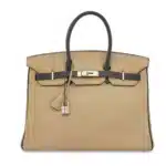 Hermès 2008 Custom Birkin 35 Beige And Black Clémence Palladium Hardware