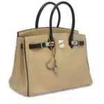 Hermès 2008 Custom Birkin 35 Beige And Black Clémence Palladium Hardware