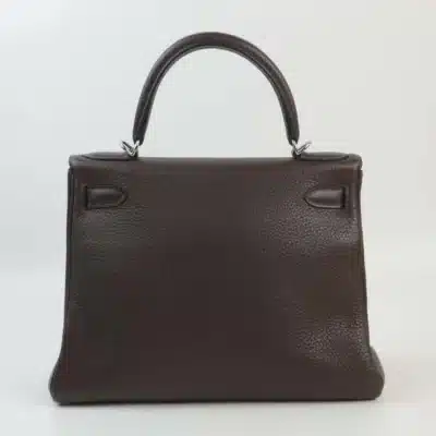 Hermès 2014 Kelly 28 Café Clemence Palladium Hardware