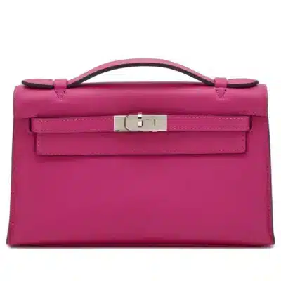 Hermès 2017 Kelly Pochette Rose Pourpre Swift Palladium Hardware Luxury bag