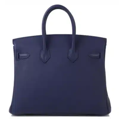 Hermès 2018 Birkin 25 Bleu Encre and Bordeaux Togo Swift Palladium Hardware