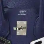 Hermès 2018 Birkin 25 Bleu Encre and Bordeaux Togo Swift Palladium Hardware