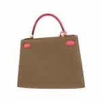 Hermès 2018 Kelly 28 Sellier Taupe Grey and Flamingo Pink Epsom Gold Hardware Affordable