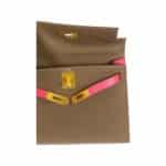 Hermès 2018 Kelly 28 Sellier Taupe Grey and Flamingo Pink Epsom Gold Hardware Affordable