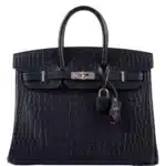 Hermès 2019 Birkin 25 Verso Blue Marine and Rose Scheherazade Matte Alligator Mississippiensis Palladium Hardware