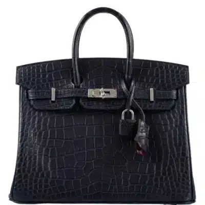 Hermès 2019 Birkin 25 Verso Blue Marine and Rose Scheherazade Matte Alligator Mississippiensis Palladium Hardware