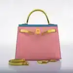 Hermès 2019 Kelly 28 Sellier Tri-Color Confetti/Lime/Aztec Chevre Brushed Gold Hardware