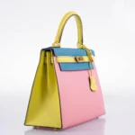 Hermès 2019 Kelly 28 Sellier Tri-Color Confetti/Lime/Aztec Chevre Brushed Gold Hardware