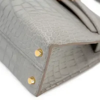 Hermès 2019 Mini Kelly II Gris Perle Matte Alligator Mississippiensis Gold Hardware High-quality Lushentic Grade