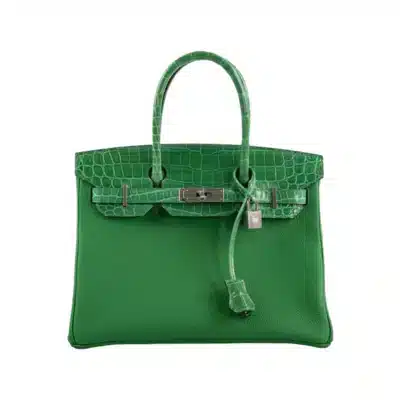 Hermès 2020 Birkin 30 Bambou (Bamboo)/Cactus Matte Niloticus Crocodile & Togo Palladium Hardware