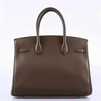 Hermès 2020 Birkin 30 Verso Taupe and Blue Agate Clemence Palladium Hardware