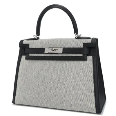 Hermès 2021 HSS Kelly 28 Black Toile H Swift Palladium Hardware