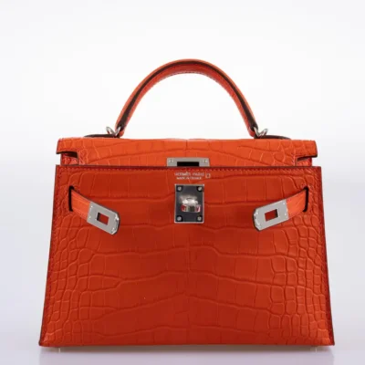 Hermès 2021 Mini Kelly 20 II Poppy Matte Alligator Missipensis front2