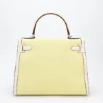 Hermès 2022 HSS Kelly 28 Sellier Jaune Citron/Nata Swift Canvas Palladium Hardware