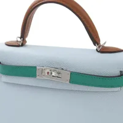 Hermès HSS 2022 Mini Kelly II Gold/Bleu Brume/Vert Jade Epsom Palladium Hardware Replica luxury handbags