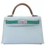 Hermès HSS 2022 Mini Kelly II Gold/Bleu Brume/Vert Jade Epsom Palladium Hardware Replica luxury handbags