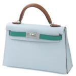 Hermès HSS 2022 Mini Kelly II Gold/Bleu Brume/Vert Jade Epsom Palladium Hardware Replica luxury handbags