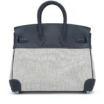 Hermès 2023 HSS Birkin 25 Bleu Zellige/Ecru Caban/Black Toile Verso Quadrille & Swift Palladium Hardware