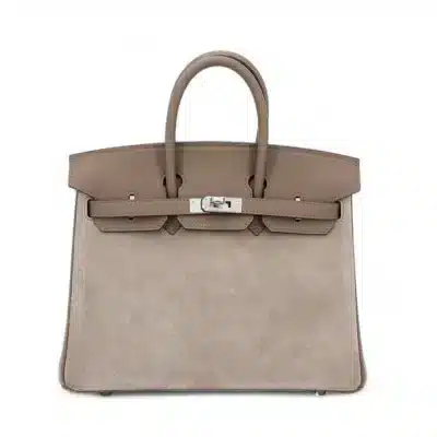 Hermès 2023 HSS Birkin 25 Etoupe Grizzly Doblis Suede & Swift Palladium Hardware