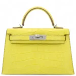 Hermès 2023 Mini Kelly II Lime Matte Alligator Mississippiensis Palladium Hardware