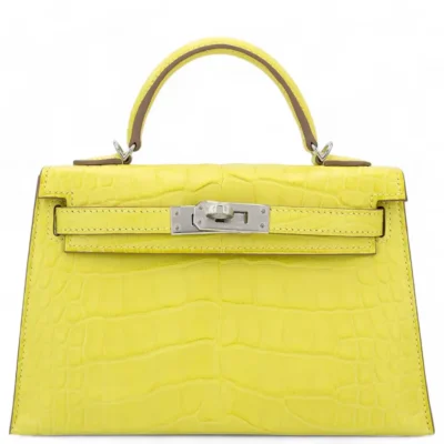 Hermès 2023 Mini Kelly II Lime Matte Alligator Mississippiensis Palladium Hardware