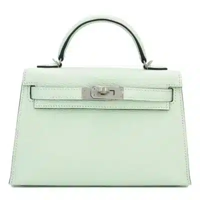 Hermès 2023 Mini Kelly II Vert Fizz Chevre Palladium Hardware