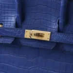 Hermès 2024 Birkin 25 Bleu Royal Matte Porosus Crocodile Gold Hardware