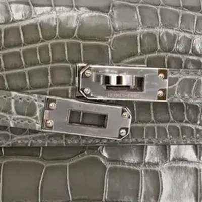 Hermès 2024 Kelly 25 Sellier Gris Ciment Shiny Alligator Mississippiensis Palladium Hardware