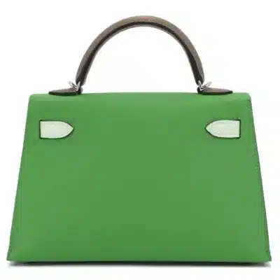 Hermès HSS 2024 Mini Kelly II Etoupe/Vert Fizz/Vert Yucca Epsom Palladium Hardware Luxury replica handbag