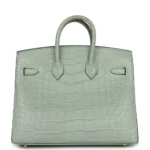 Hermès Birkin 20 Sellier Vert D'eau Matte Alligator Gold Hardware