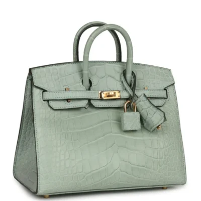 Hermès Birkin 20 Sellier Vert D'eau Matte Alligator Gold Hardware