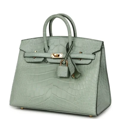 Hermès Birkin 20 Sellier Vert D'eau Matte Alligator Gold Hardware