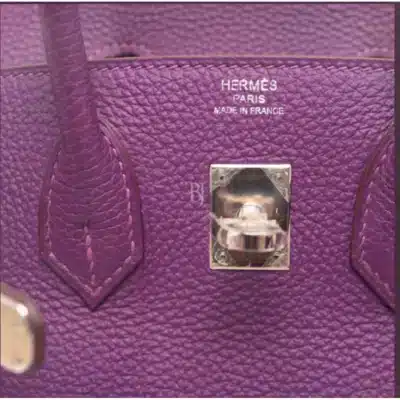 Hermès Kelly 35 Sellier Violet Shiny Porosus Crocodile Palladium Hardware